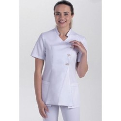 CHAQUETA CRUZADA BLANCA CON BOTONES
