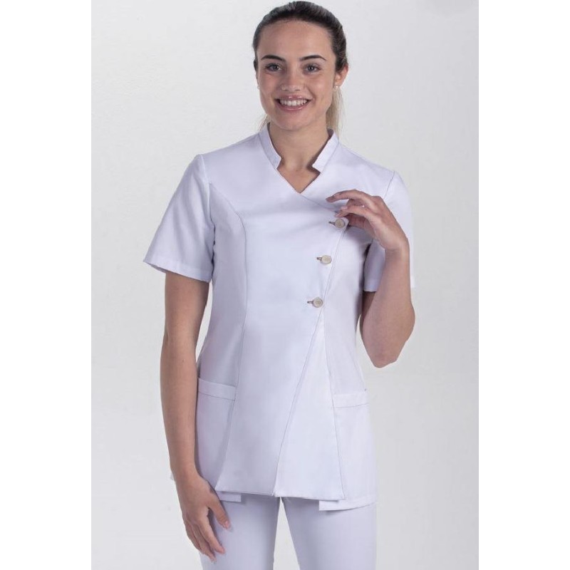 CHAQUETA CRUZADA BLANCA CON BOTONES