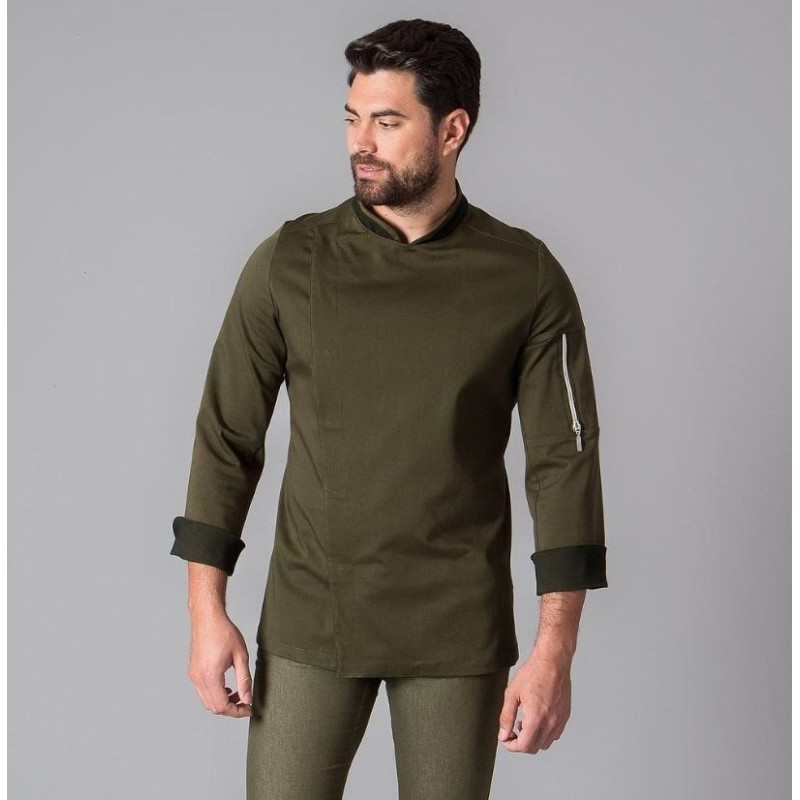 CHAQUETA SATEN ELASTICO OLIVA