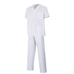 ⭐ PIJAMA SANITARIA CUELLO EN PICO BLANCO | Azules de Vergara
