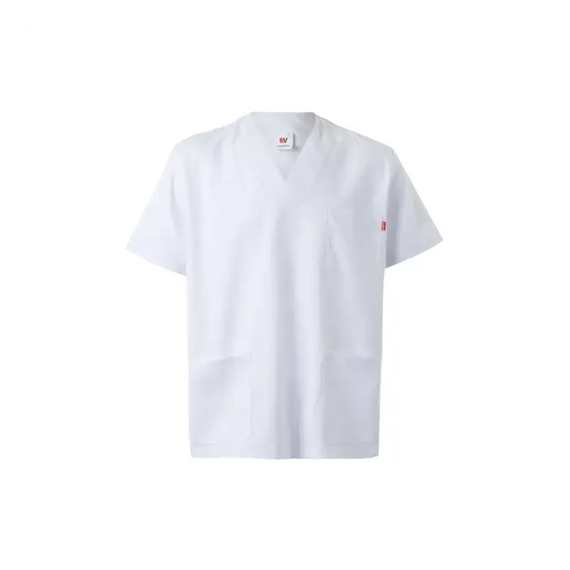 PIJAMA SANITARIA CUELLO EN PICO BLANCO