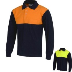 ⭐ POLO M/LARGA COMBI ALGODÓN | Azules de Vergara