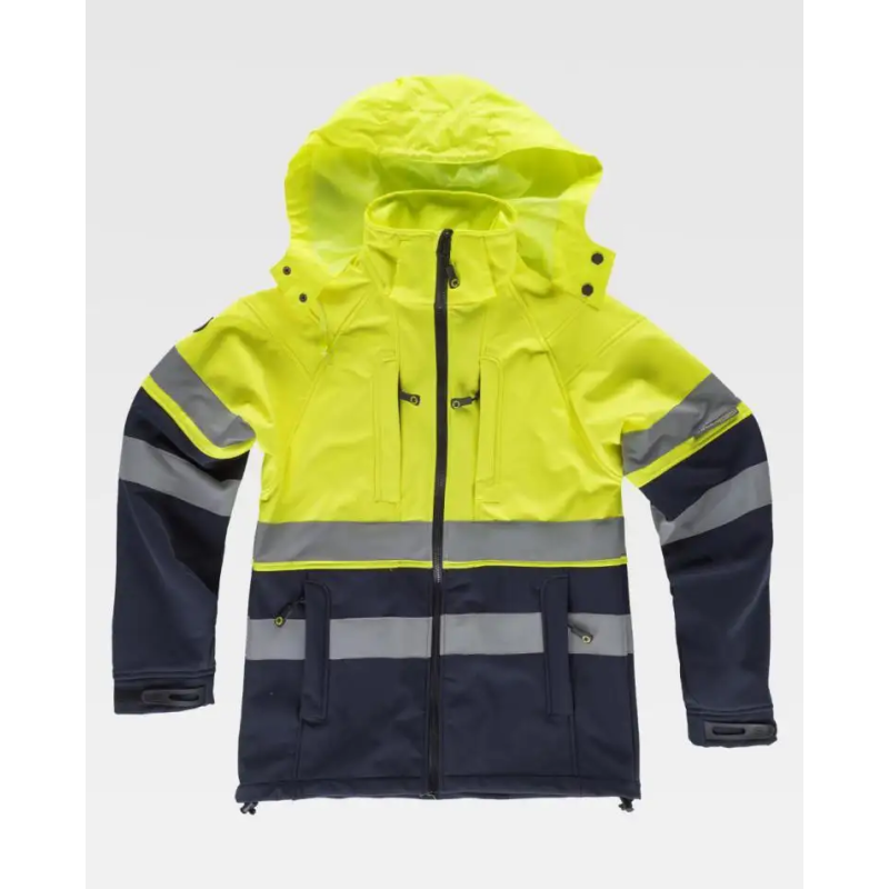 CHAQUETA SOFTSHELL ALTA VISIBILIDAD CON CAPUCHA