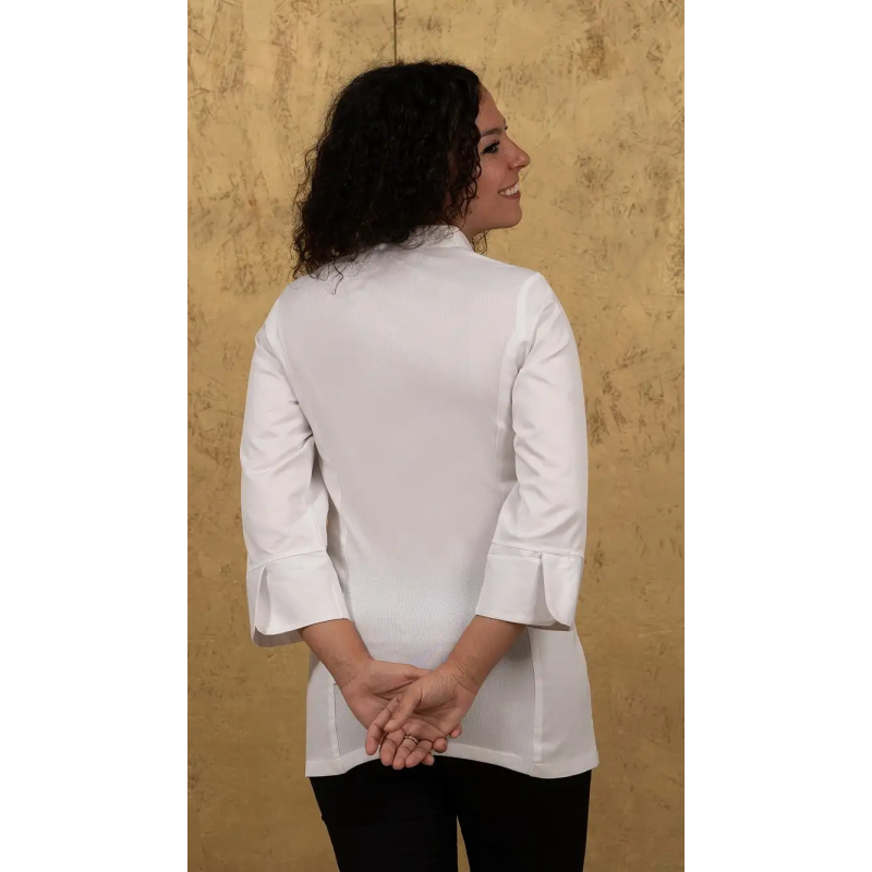 CHAQUETA COCINA MUJER CUELLO MAO CRUZADO