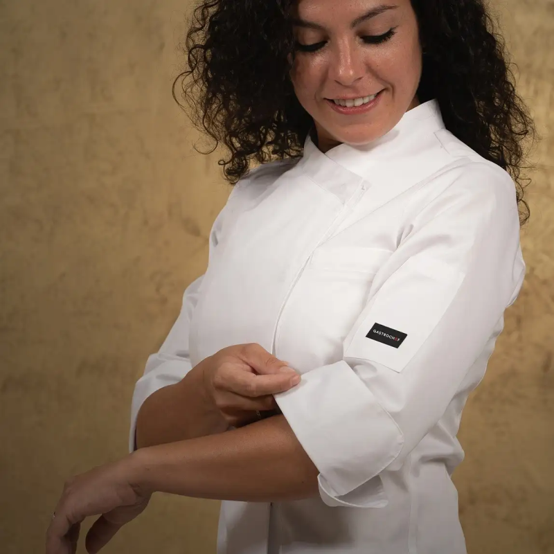 CHAQUETA COCINA MUJER CUELLO MAO CRUZADO