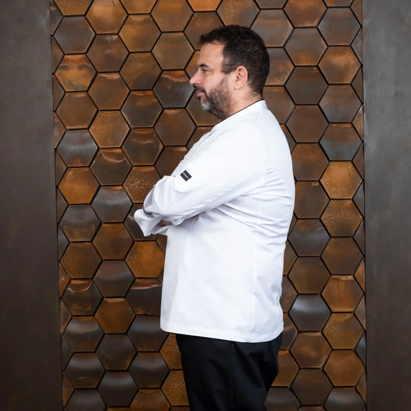 CHAQUETA CHEF CRUZADA CON VIVOS