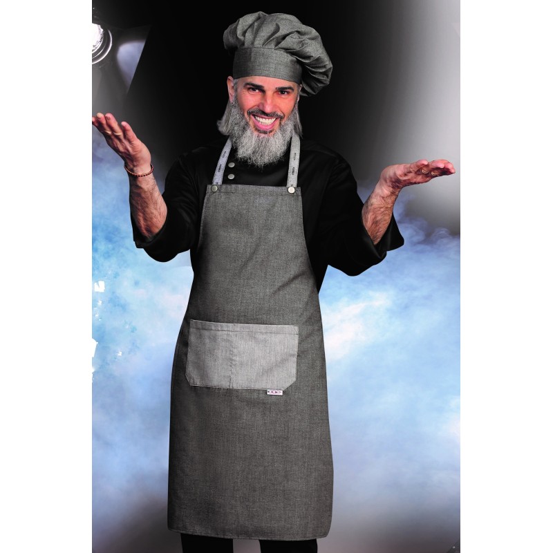 DELANTAL PETO GRIS BITONO