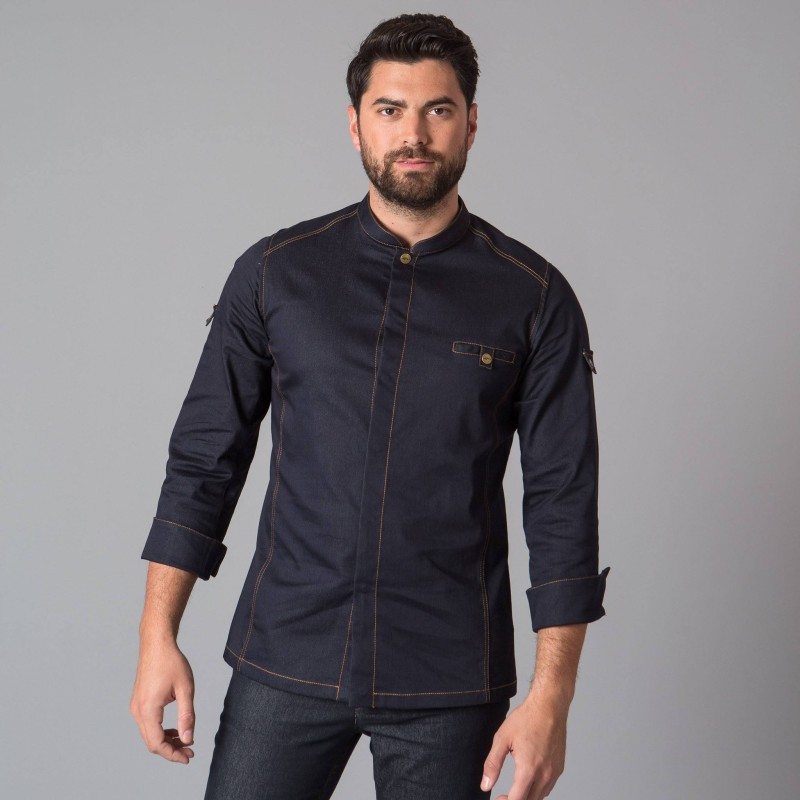 CHAQUETA COCINA TEJANO PESPUNTES