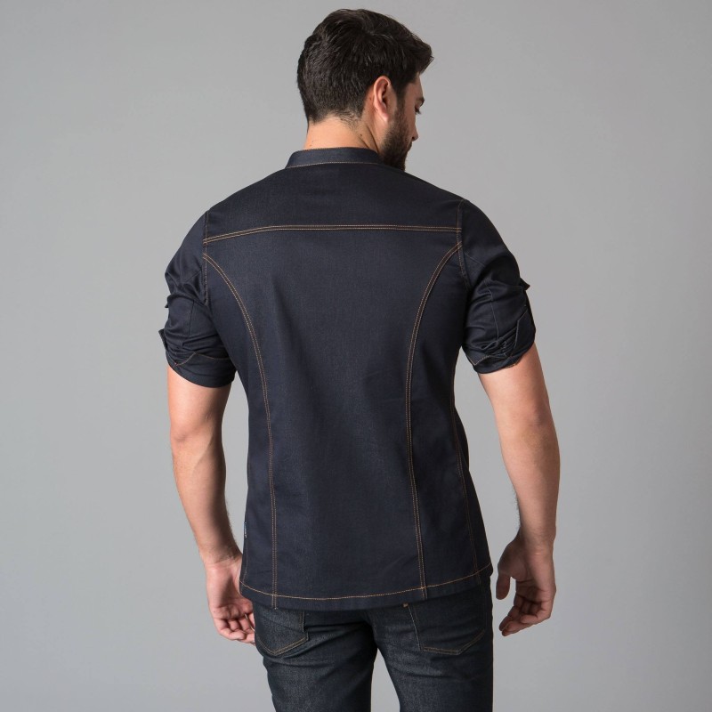 CHAQUETA COCINA TEJANO PESPUNTES