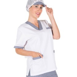 CASACA BLANCA CON CUADROS
