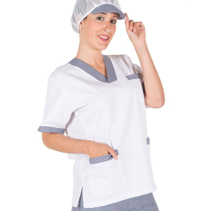 CASACA BLANCA CON CUADROS
