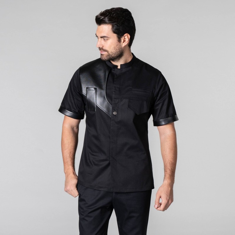 CHAQUETA ENTALLADA CUELO MAO POLIPIEL