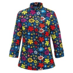 ⭐ CHAQUETA COCINA FLORES | Azules de Vergara