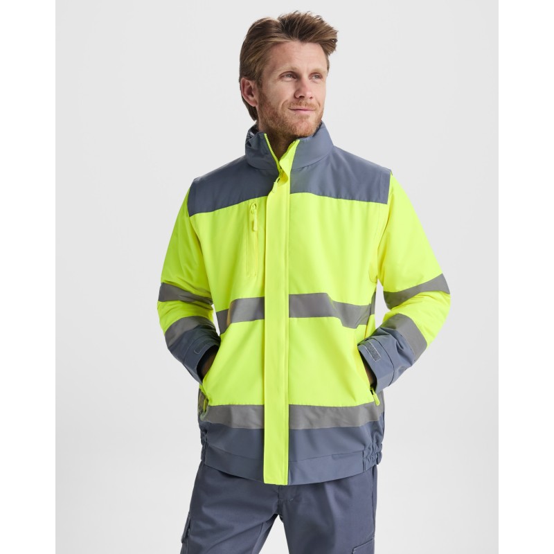 CHAQUETA ACOLCHADA ALTA VISIBILIDAD IMPERMEABLE DESMONTABLE