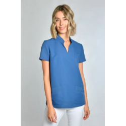 ⭐ CASACA M/CORTA MICROFIBRA CUELLO MAO | Azules de Vergara