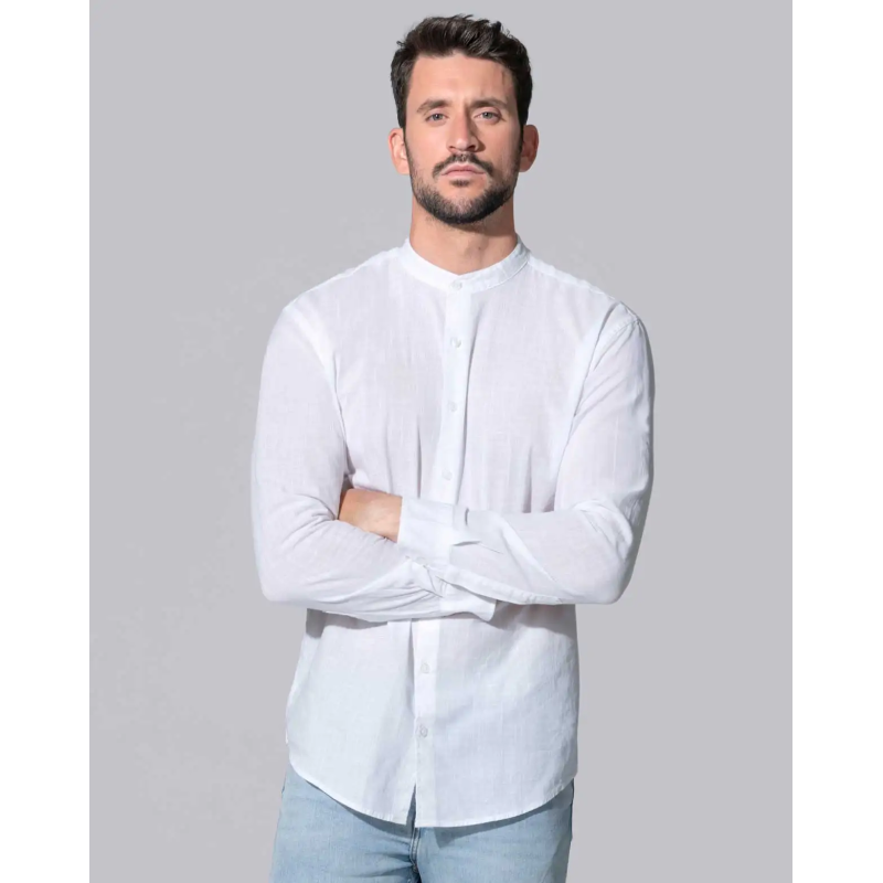 CAMISA MANGA LARGA CUELLO MAO DE VERANO