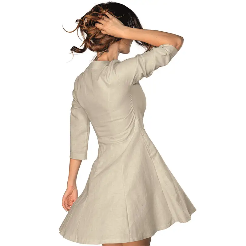 VESTIDO ALGODÓN LINO MANGA 3/4