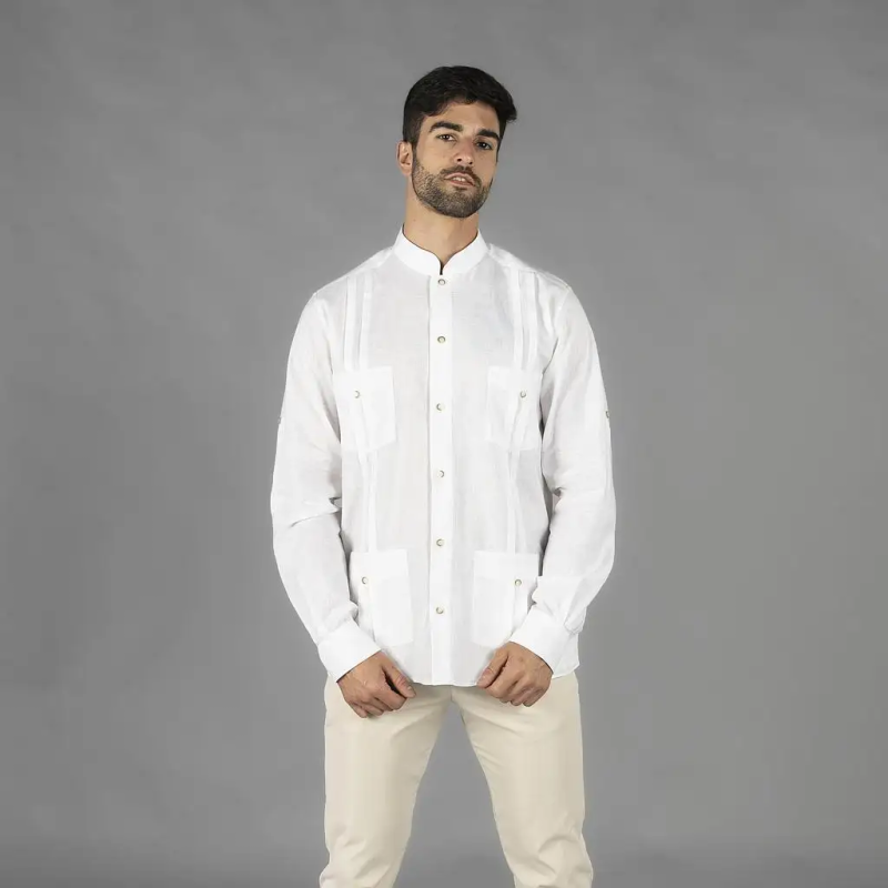 GUAYABERA HOMBRE LINO CUELLO MAO