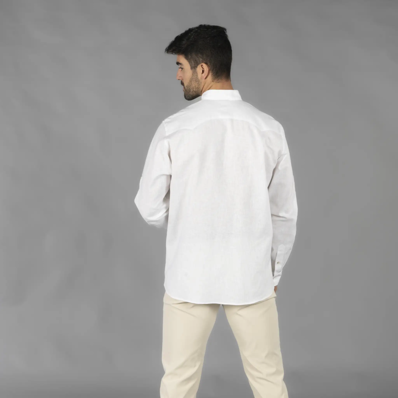 GUAYABERA HOMBRE LINO CUELLO MAO