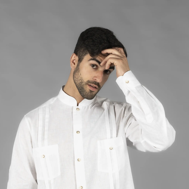 GUAYABERA HOMBRE LINO CUELLO MAO