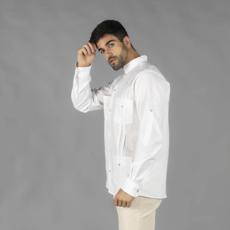 GUAYABERA HOMBRE LINO CUELLO MAO
