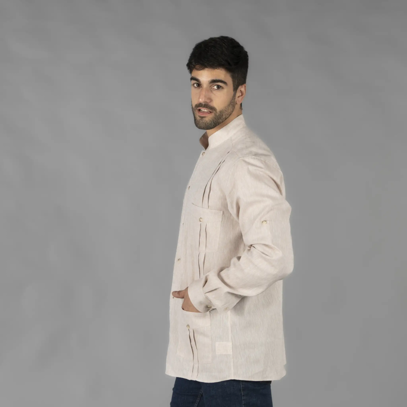 GUAYABERA HOMBRE LINO CUELLO MAO