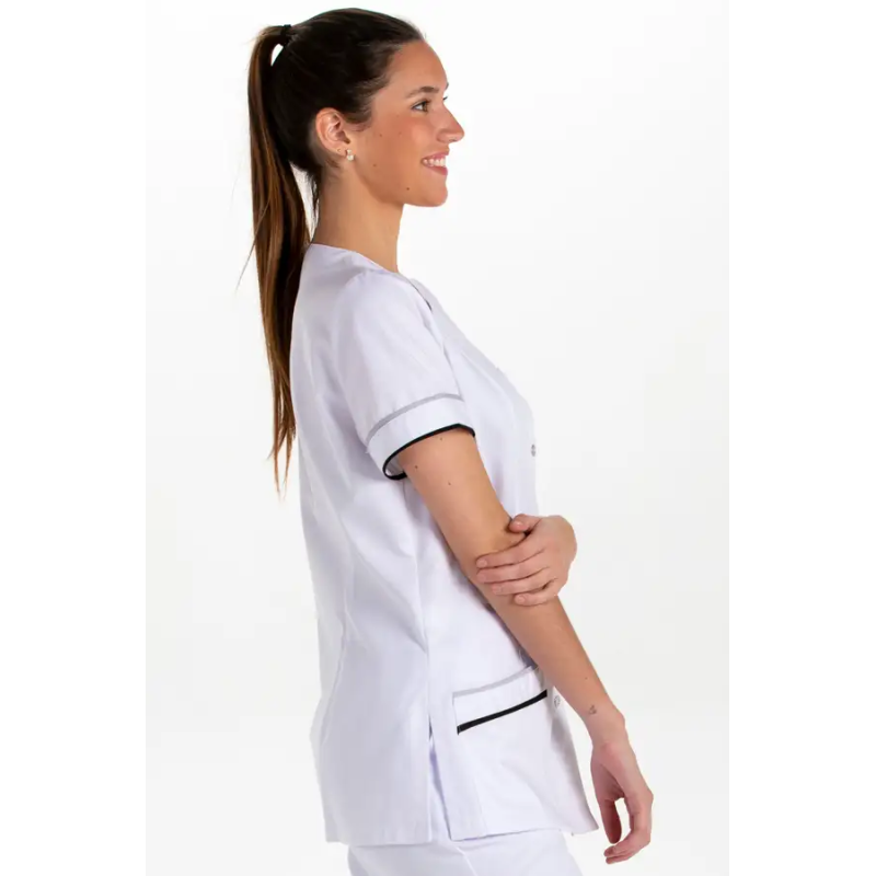 CHAQUETA SANITARIA SIN CUELLO M/C y VIVOS