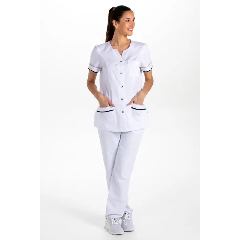 CHAQUETA SANITARIA SIN CUELLO M/C y VIVOS
