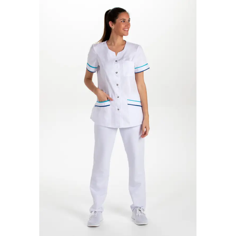 CHAQUETA SANITARIA SIN CUELLO M/C y VIVOS