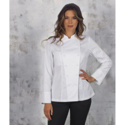 ⭐ CHAQUETA COCINA MUJER CUELLO MAO | Azules de Vergara
