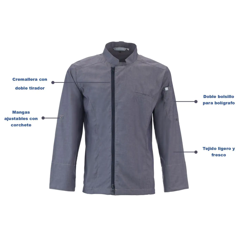 CHAQUETA COCINA CON CREMALLERA