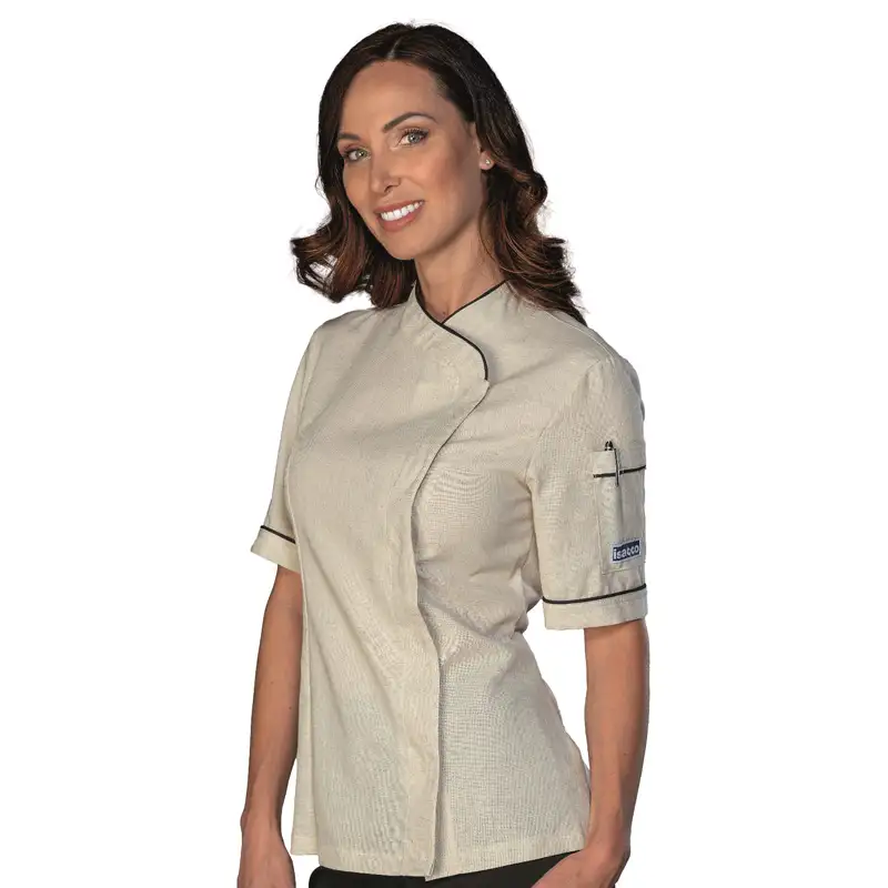 CHAQUETA DE COCINA MANGA CORTA MUJER ALGODÓN LINO