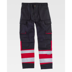 ⭐ PANTALON REFORZADO REFLECTANTE NEGRO/ROJO | Azules de Vergara