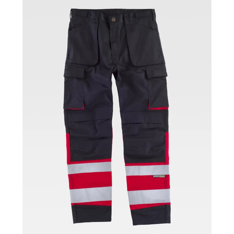 PANTALON REFORZADO REFLECTANTE NEGRO/ROJO