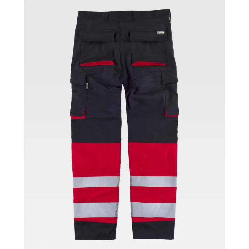 PANTALON REFORZADO REFLECTANTE NEGRO/ROJO