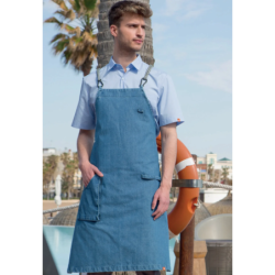 ⭐ DELANTAL PETO ARNES CRUZADO DENIM CAMARERO | Azules de Vergara