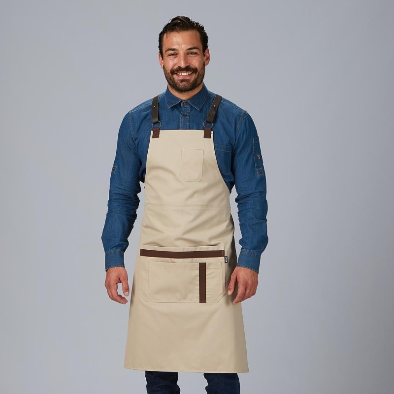 DELANTAL PETO DE PIEL Y ESPIGA PARA HOSTELERIA