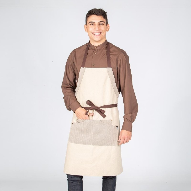 DELANTAL CON PETO CHENILLA BEIGE
