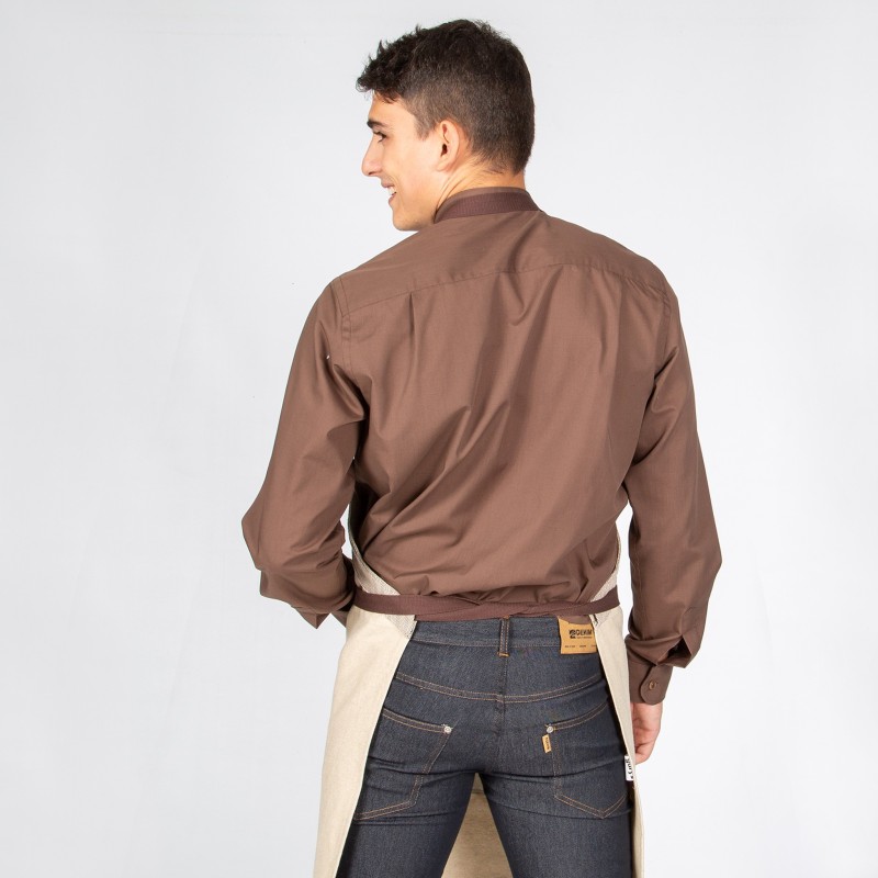 DELANTAL CON PETO CHENILLA BEIGE