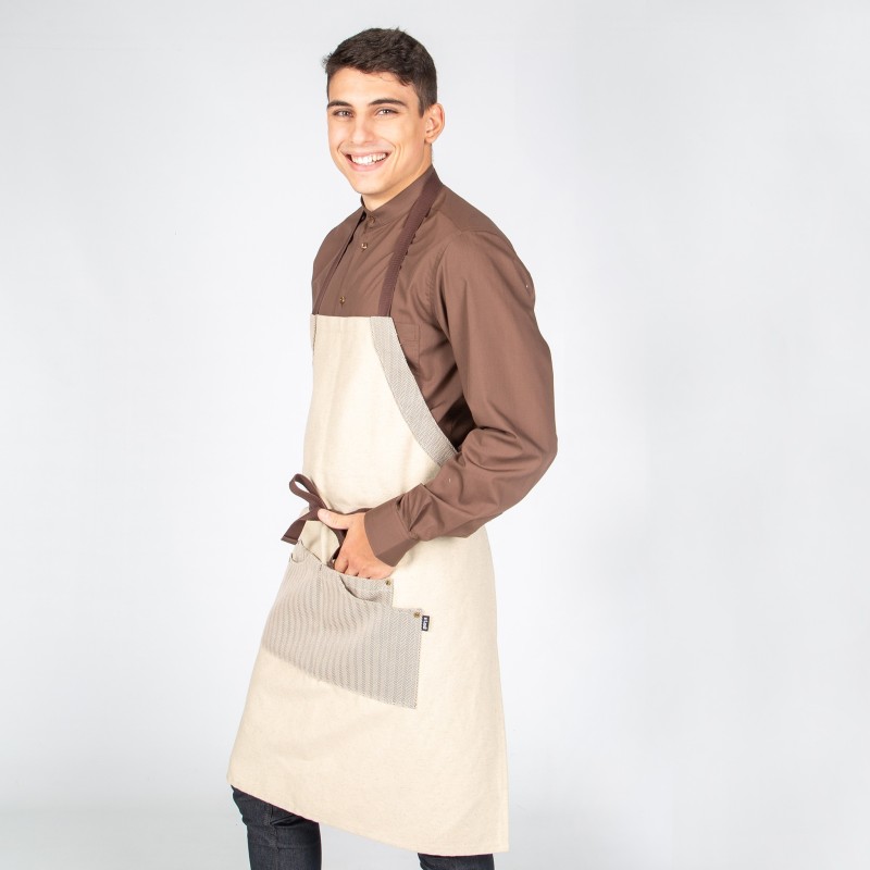 DELANTAL CON PETO CHENILLA BEIGE