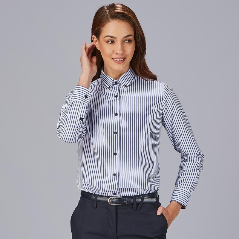 CAMISA MUJER RAYAS POPELIN