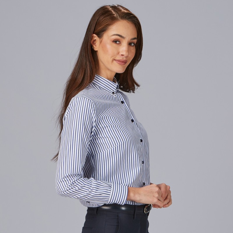 CAMISA MUJER RAYAS POPELIN