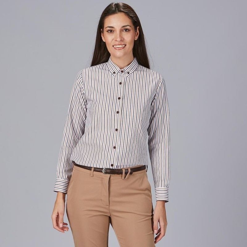 CAMISA MUJER RAYAS POPELIN