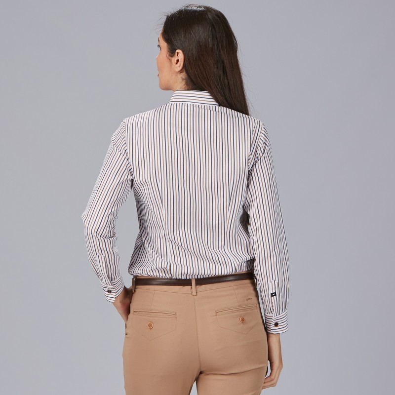 CAMISA MUJER RAYAS POPELIN
