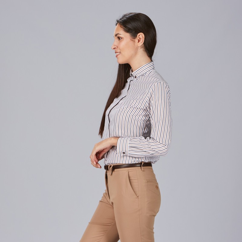 CAMISA MUJER RAYAS POPELIN