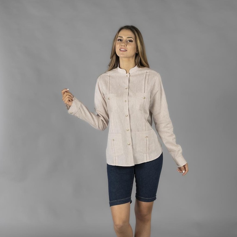 GUAYABERA MUJER CUELLO MAO