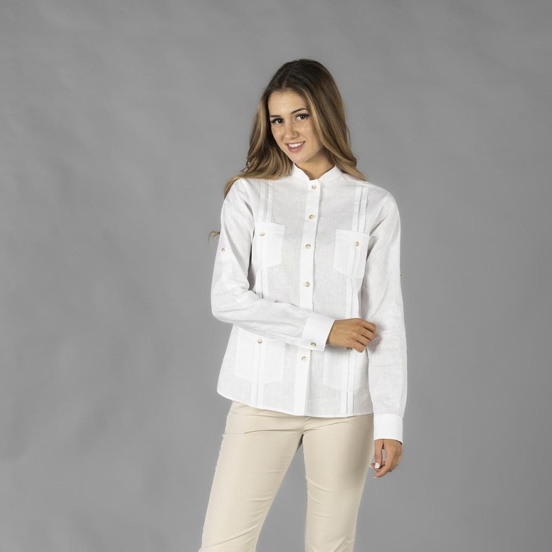 GUAYABERA MUJER CUELLO MAO