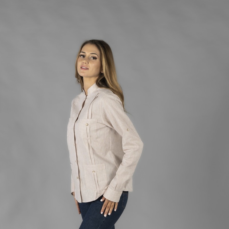 GUAYABERA MUJER CUELLO MAO