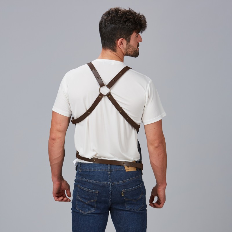 CHALECO PROFESIONAL VAQUERO Y PIEL RECICLADA ESTILO BARBERO