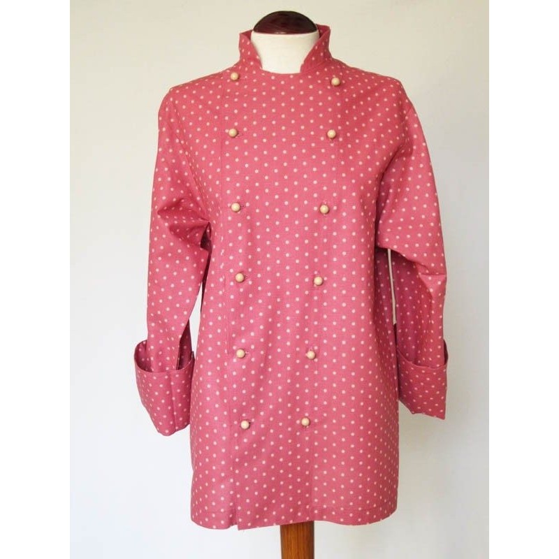 CHAQUETA DE COCINA ROSA CON LUNARES